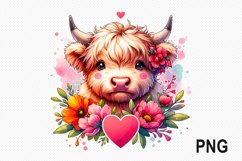 Cow And Flowers Sublimation - Cow Flowers Clipart PNG Design Product Image 1