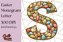 Easter Letter S Clipart, Bunny Alphabet PNG, Egg Monogram Product Image 1