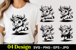 Running Cow Cartoon SVG PNG Product Image 1