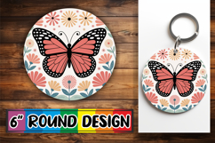 Blissful Round Sublimation Ornaments PNG, Butterfly Product Image 1