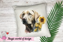 labrador Dog with Sunflower png, Sublimation Product Image 4
