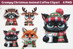 Grumpy Christmas Animal Coffee Clipart PNG Product Image 1