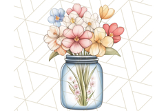 Flowers in Glass Jars PNG, Rustic Floral Watercolor Clipart Product Image 4
