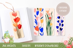 Abstract Flowers Bookmark Designs, Floral Bookmark Print Product Image 1