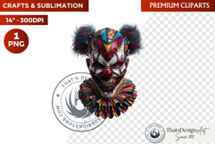 Horrific Evil Clown Clipart - Halloween Creepy Circus PNG G Product Image 1