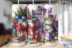 Christmas Cat Tumbler Wrap - Christmas Tumbler PNG Design Product Image 1
