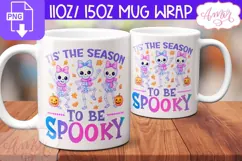 Spooky Season mug wrap PNG, Cute Halloween mug template Product Image 2