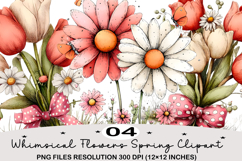 Whimsical Flowers Spring Clipart Spring PNG Product Image 1