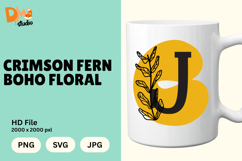 Crimson Fern Boho Floral Monogram Product Image 1