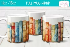 Bookshelf mug wrap PNG for Sublimation | Book lover mug png Product Image 2