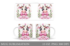 Valentines Cow Mug Sublimation. Valentines Mug Wrap Design Product Image 1