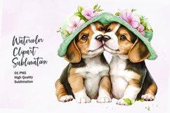 Cute puppy couple watercolor clipart sublimation Product Image 1