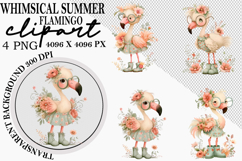 Whimsical Summer Flamingo Clipart Png Product Image 1