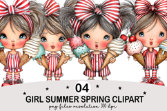 Girl Summer Spring Clipart png Watercolor png Product Image 1