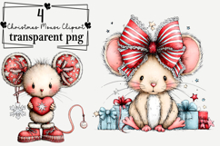 Whimsical Christmas Mouse Clipart Watercolor PNG Product Image 1