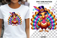 Thankful Grateful Turkey PNG, Happy Thanksgiving Watercolor Product Image 1