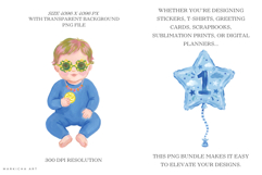First Birthday Baby Boy Clipart Product Image 2