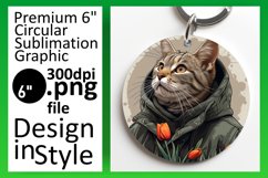 Purrfectly Funny Sublimation Circle Design Keychain Product Image 1