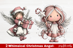2 Whimsical Christmas Angel Clipart | Cute Holiday Angel PNG Product Image 1