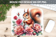 Watercolor Squirrel Mouse Pad Sublimation - Valentines PNG Product Image 1
