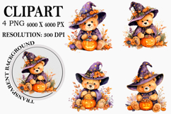 Halloween Bear Clipart Watercolor PNG Product Image 1