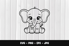 Cute kawaii baby elephant svg design Product Image 1