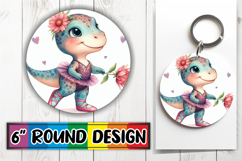 Enchanted Circle Keychain Inspiration PNG, Dino Product Image 1