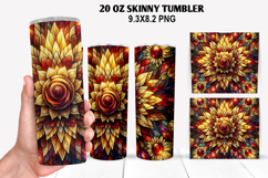 Flower Skinny Tumbler 20oz Wrap Design, Flowers Tumble PNG Product Image 1