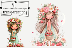 Whimsical Summer Fruit Girls Clipart Watercolor PNG Product Image 1