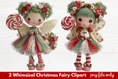 2 Whimsical Christmas Fairy Clipart | Cute Holiday Fairy PNG Product Image 1