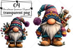 Blue Christmas Gnomes Clipart Watercolor PNG Product Image 1
