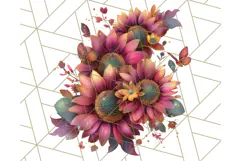Sunflower and Butterfly PNG Clipart, Bright Jewel Tones Png Product Image 4