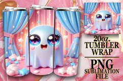 Bright Sublimation 20oz tumbler wrap, 3D Cute Ghost Product Image 1