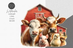 Farm animals clipart, Animals clipart, Watercolor clipart Product Image 1