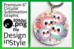 Bright Round Design Keychain Template , Birds Product Image 1