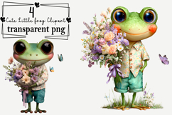 Whimsical Cute Little frog Clipart Watercolor PNG Product Image 1