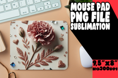 Playful Mouse Pad Sublimation PNG, 3D Flower Product Image 1
