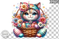 Easter Cat Sublimation - Easter Clipart PNG Design Product Image 1