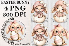 Whimsical Bunny Easter Clipart, Watercolor Easter Bunny PNG Product Image 1
