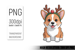 Cute Christmas Dog, Animal Sublimation Clipart PNG Product Image 1