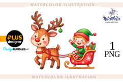 Christmas deer watercolor illustration Product Image 1