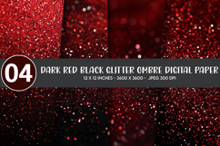 Dark Red Black Glitter Ombre Digital Paper Product Image 1