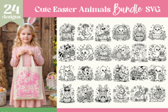 Cute Easter Animals SVG Bundle | Easter Tote Bag Sublimation Product Image 1