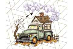Halloween Cottagecore Truck PNG Clipart, Fall Style Clip Art Product Image 4