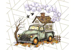 Halloween Cottagecore Truck PNG Clipart, Fall Style Clip Art Product Image 4