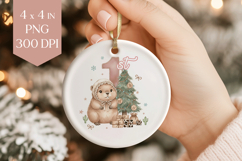 Baby Beaver 1st Christmas Sublimation PNG - Ornament Art Product Image 1