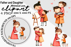 Whimsical Father Daughter Clipart Watercolor png Product Image 1