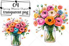 Spring Blooms Clipart Watercolor PNG Product Image 1