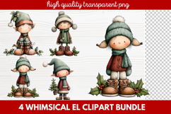 Whimsical Elf Clipart | Cute Christmas Elf PNG Illustration Product Image 1