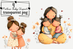 Whimsical Mother Baby Clipart Watercolor PNG Product Image 1
